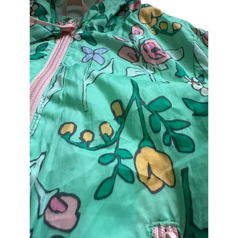 Cat & Jack Girls Toddler Rain Coat Jacket Green with Flower Design Size 18M - Picture 4 of 8